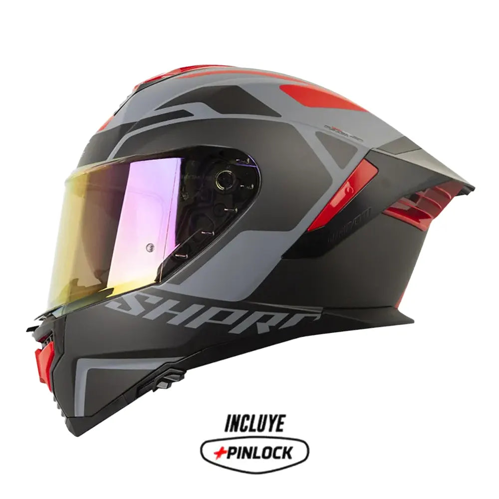 Casco Shaft Pro 609 Venom Streetform Gris Negro Visor Iridium Rojo