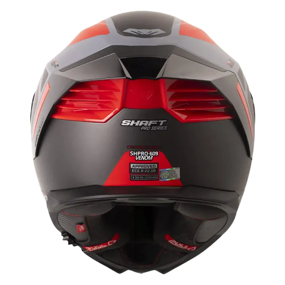Casco Shaft Pro 609 Venom Streetform Gris Negro Visor Iridium Rojo