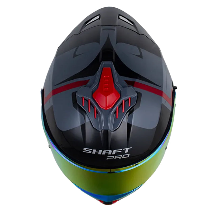 Casco Shaft Pro 611Rs Xteph Gris Oscuro Metalico Rojo Visor Revo Rojo