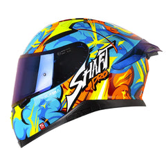 Casco Shaft Pro 612Dv Evo Tyga Azul Naranja Visor Iridium Azul