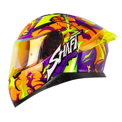 Casco Shaft Pro 612Dv Evo Tyga Naranja Morado Visor Iridium Rojo
