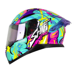 Casco Shaft Pro 612Dv Evo Tyga Turquesa Fucsia Visor Revo Morado