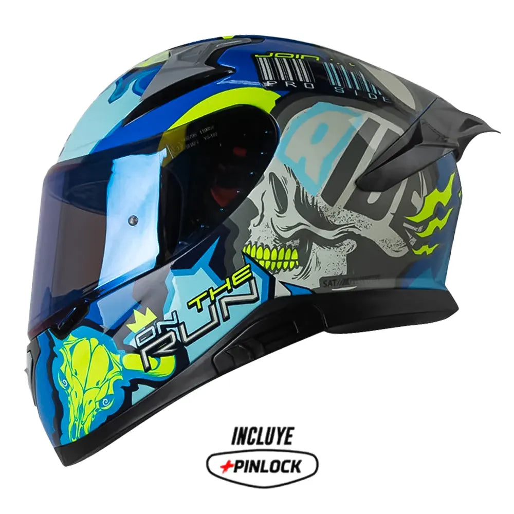 Casco Shaft Pro 612Dv X-Ray Azul Gris Visor Iridium Azul