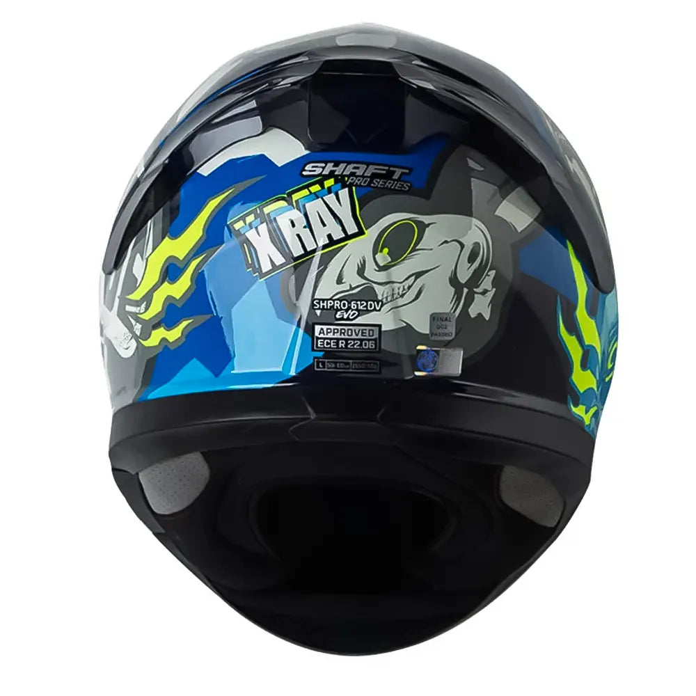 Casco Shaft Pro 612Dv X-Ray Azul Gris Visor Iridium Azul