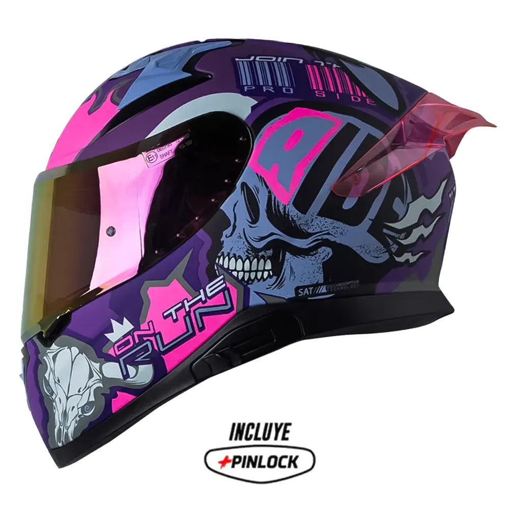 Casco Shaft Pro 612Dv X-Ray Morado Visor Iridium Fucsia