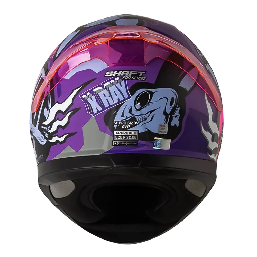 Casco Shaft Pro 612Dv X-Ray Morado Visor Iridium Fucsia