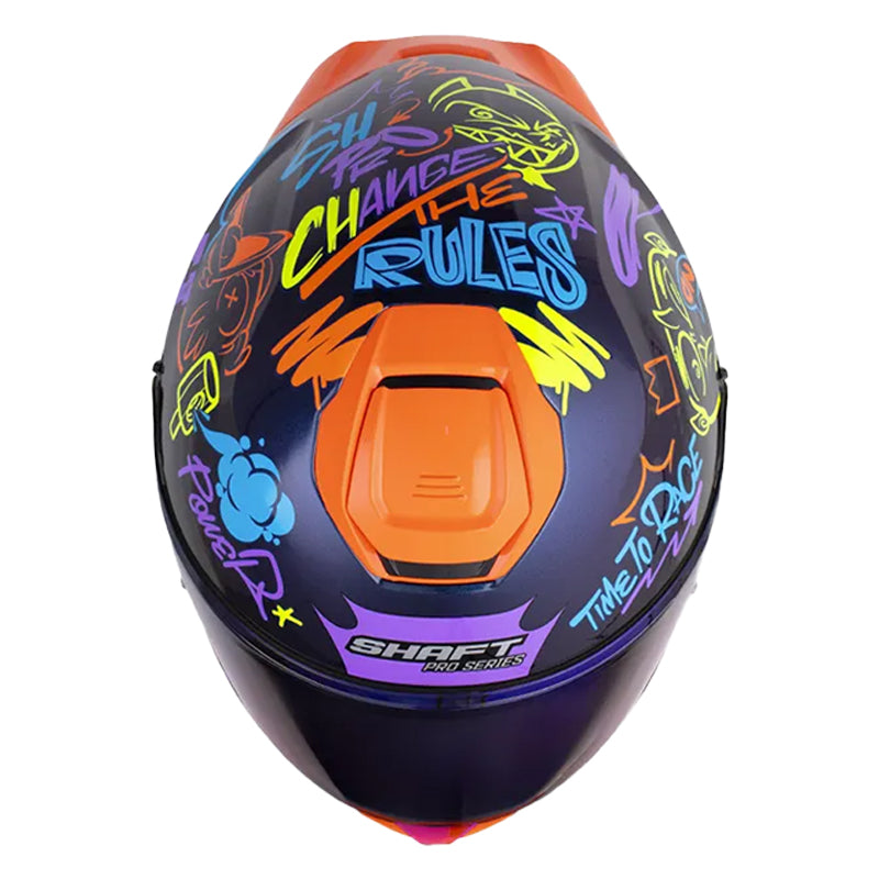 Casco Shaft Pro 614 Dv R Street Ko Camaleon Naranja Visor Iridium Azul