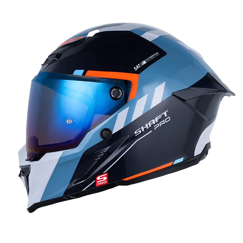 Casco Shaft Pro 615Dv Napa Gris Claro Naranja Visor Iridium Azul