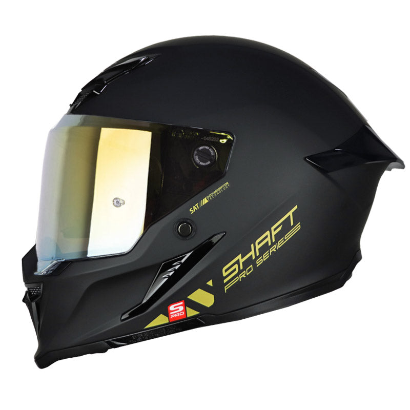 Casco Shaft Pro 615Dv Solid Negro Dorado Visor Iridium Dorado