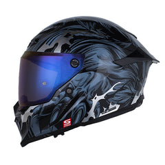 Casco Shaft Pro 615Dv Werewolf Negro Azul Oscuro Visor Iridium Azul
