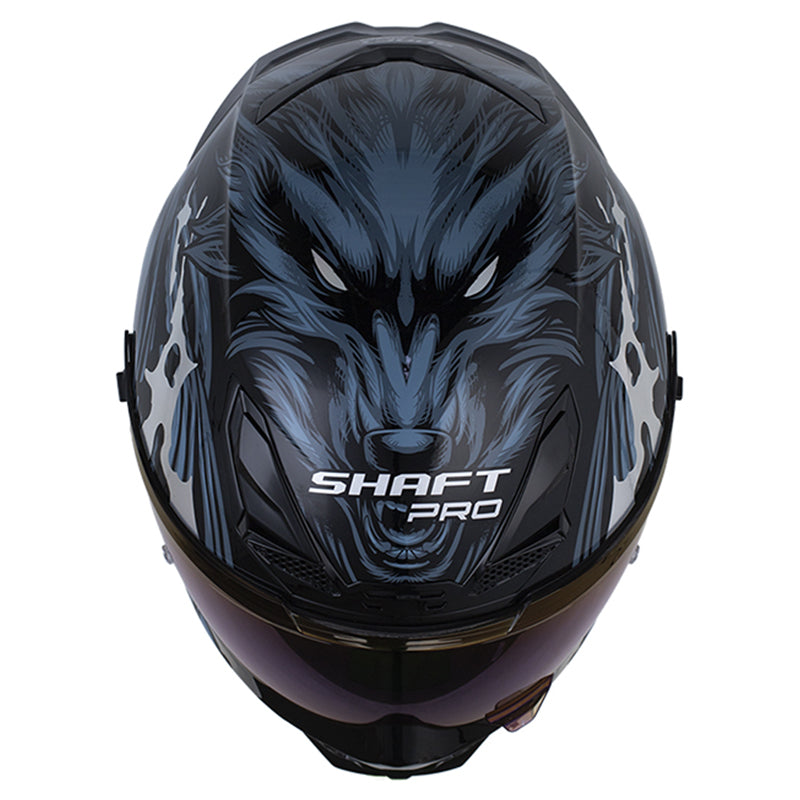 Casco Shaft Pro 615Dv Werewolf Negro Azul Oscuro Visor Iridium Azul