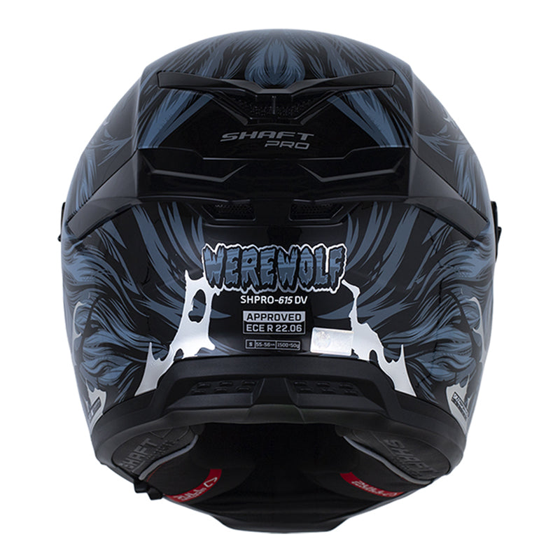 Casco Shaft Pro 615Dv Werewolf Negro Azul Oscuro Visor Iridium Azul