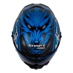 Casco Shaft Pro 615Dv Werewolf Negro Azul Visor Iridium Azul