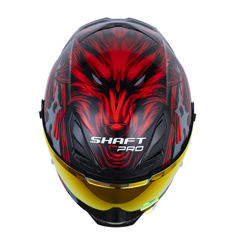 Casco Shaft Pro 615Dv Werewolf Negro Rojo Visor Revo Rojo