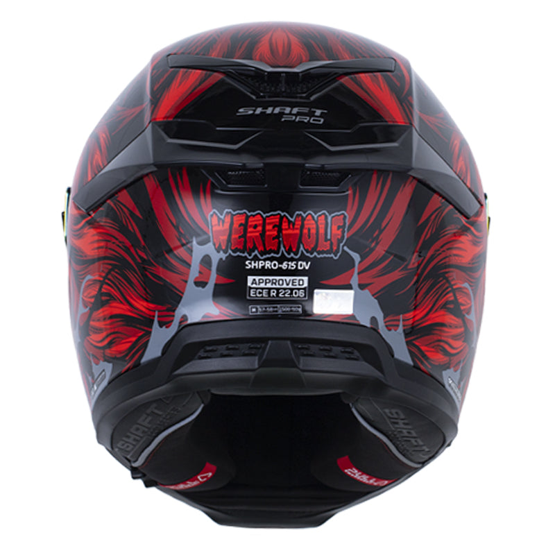 Casco Shaft Pro 615Dv Werewolf Negro Rojo Visor Revo Rojo
