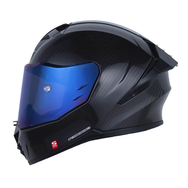 Casco Shaft Pro 618 C Evo Solid Negro Carbono Silver Visor Iridium Azul