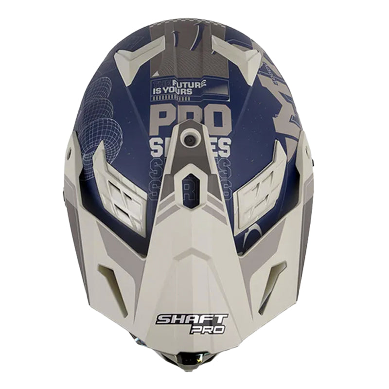 Casco Shaft Pro Mx400Dv Cryptone Azul Oscuro Arena Visor Iridium Rojo