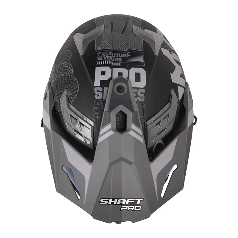 Casco Shaft Pro Mx400Dv Cryptone Negro Gris Visor Iridium Azul