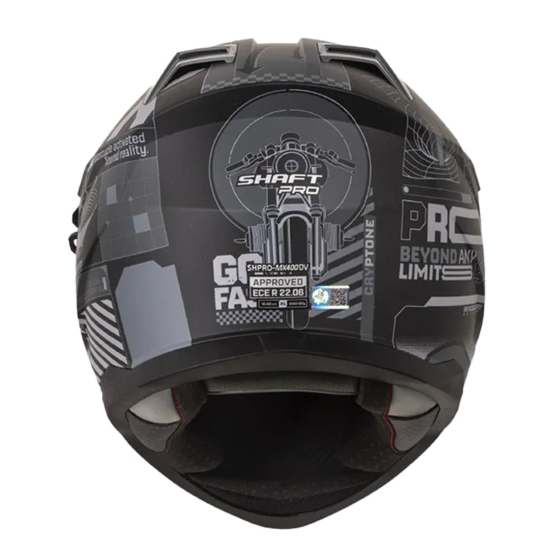 Casco Shaft Pro Mx400Dv Cryptone Negro Gris Visor Iridium Azul