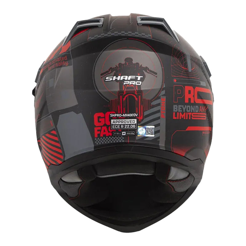 Casco Shaft Pro Mx400Dv Cryptone Negro Rojo Visor Iridium Rojo