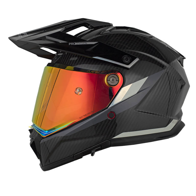 Casco Shaft Pro Mx480 C Atlas Negro Carbono Holografico Silver Visor Revo Rojo