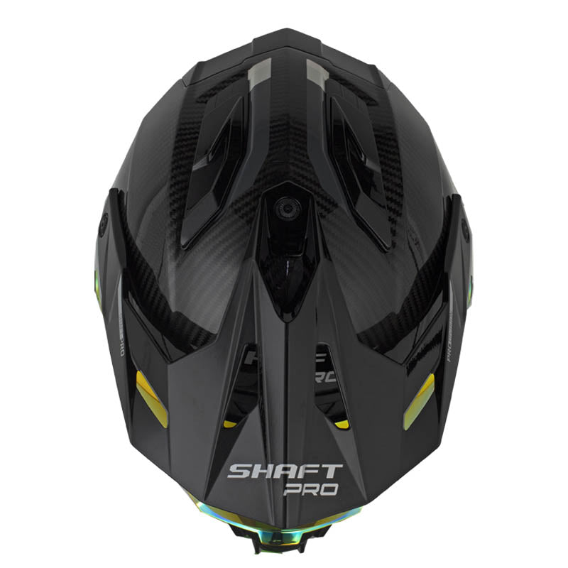 Casco Shaft Pro Mx480 C Atlas Negro Carbono Holografico Silver Visor Revo Rojo