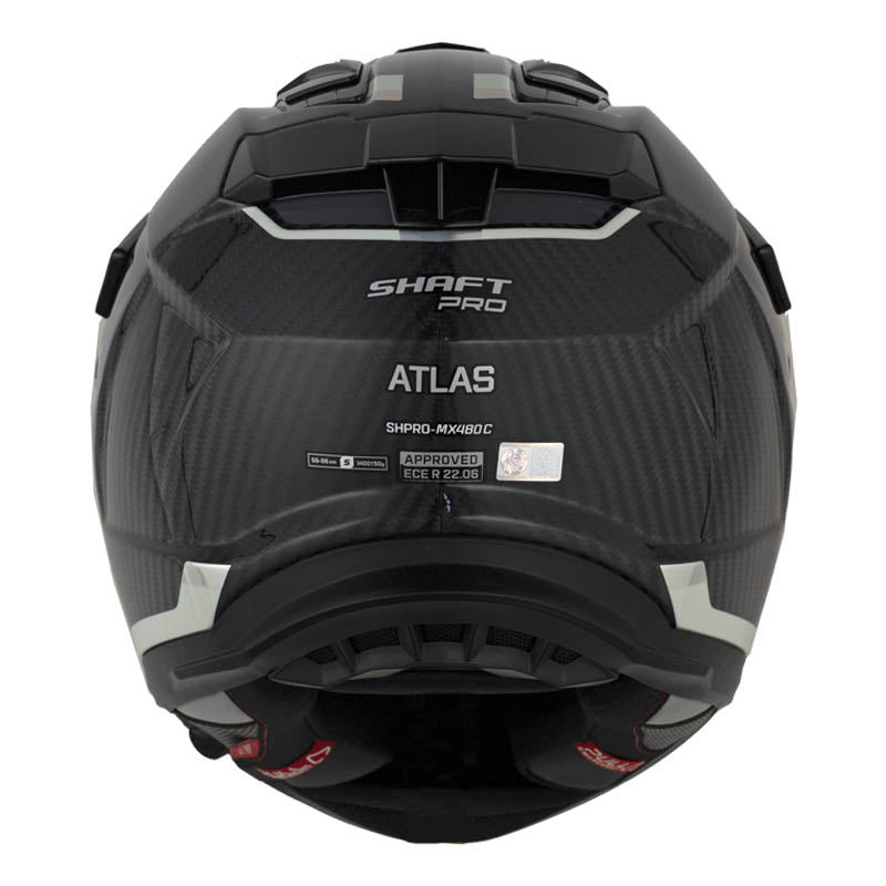 Casco Shaft Pro Mx480 C Atlas Negro Carbono Holografico Silver Visor Revo Rojo