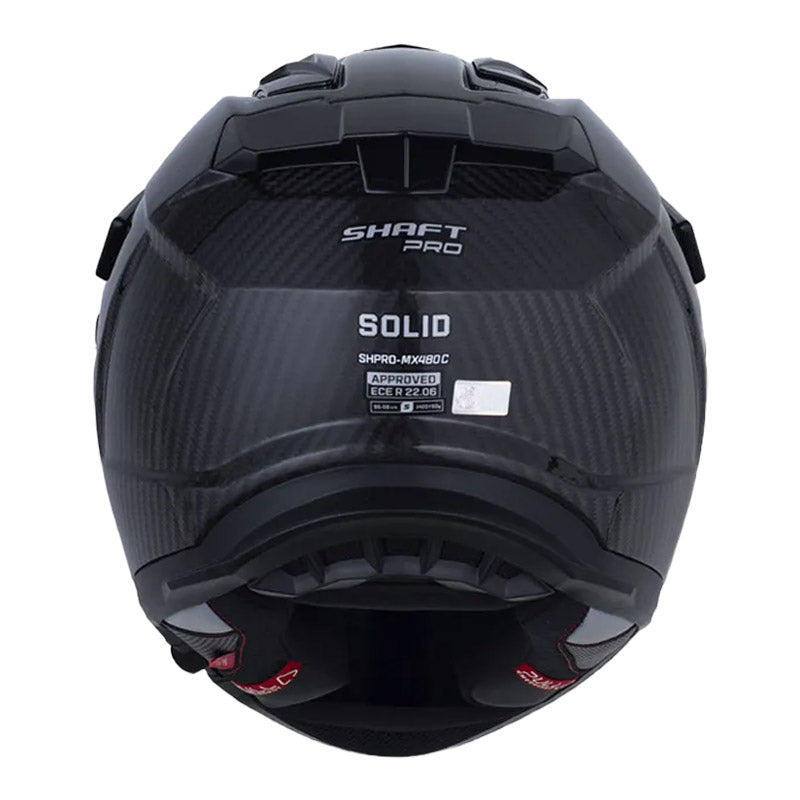 Casco Shaft Pro Mx480 C Solid Negro Carbono Silver Visor Revo Rojo