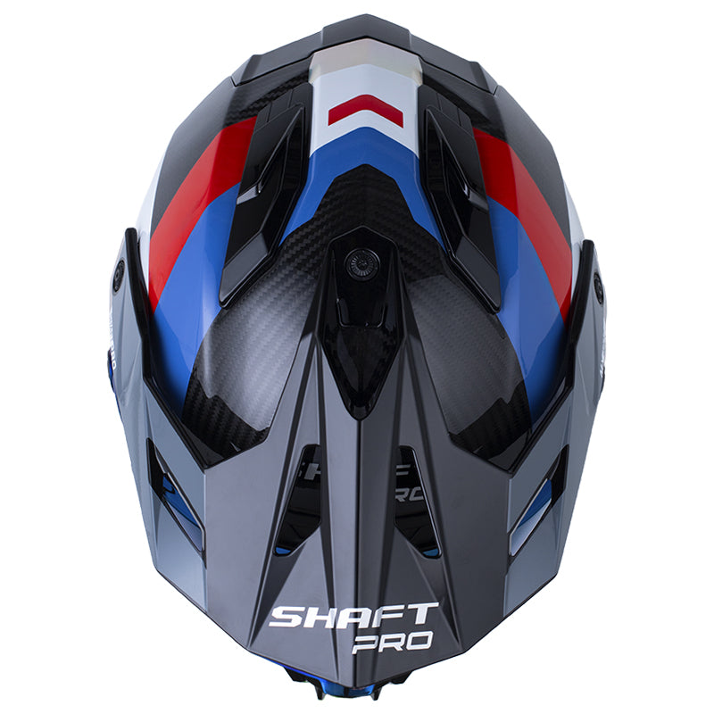 Casco Shaft Pro Mx480 Nomad Negro Carbono Gris Oscuro Visor Iridium Azul