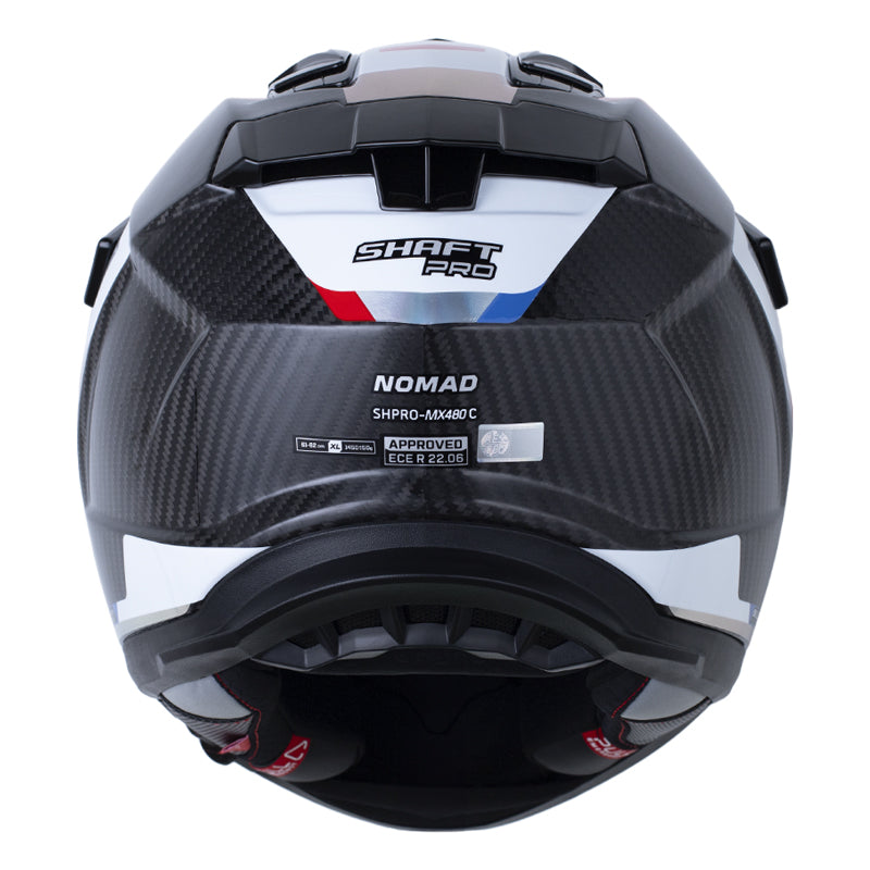 Casco Shaft Pro Mx480 Nomad Negro Carbono Gris Oscuro Visor Iridium Azul