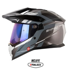 Casco Shaft pro Mx400D Render Gris Visor Iridium Azul