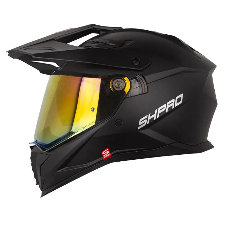 Casco Shaft pro Mx400D Solid Negro Silver Visor Iridium Rojo