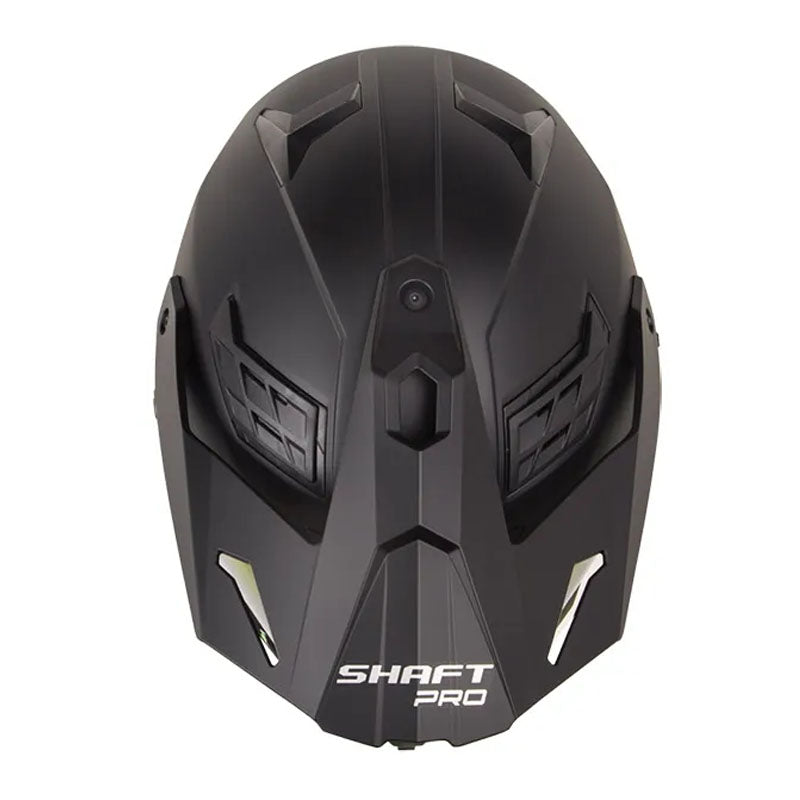 Casco Shaft pro Mx400D Solid Negro Silver Visor Iridium Rojo