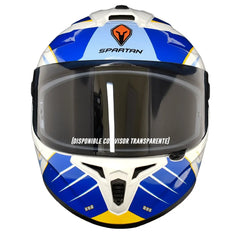 Casco Spartan Draken Methane Blanco Azul Dorado