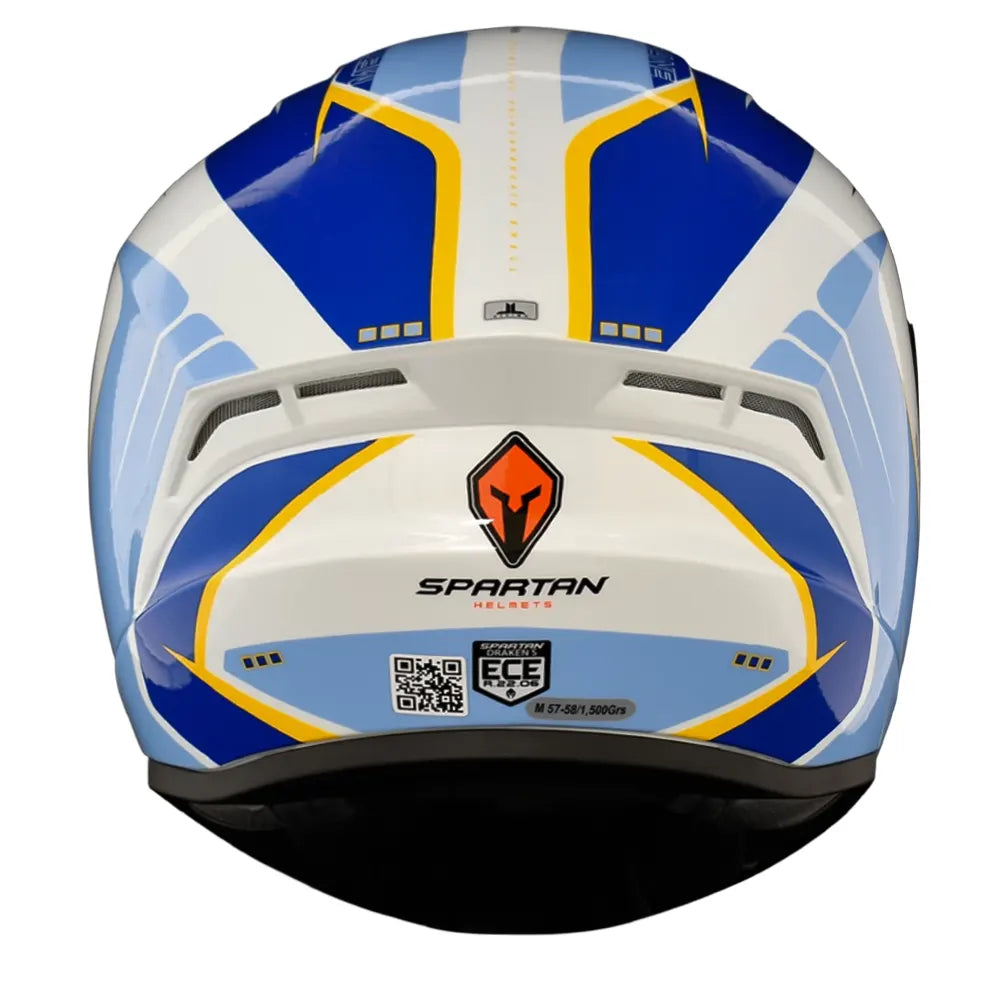 Casco Spartan Draken Methane Blanco Azul Dorado