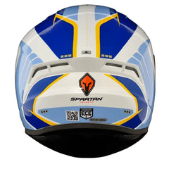 Casco Spartan Draken Methane Blanco Azul Dorado