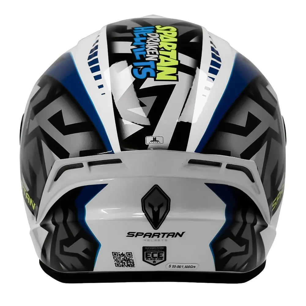 Casco Spartan Draken S Jolly Negro Blanco Azul