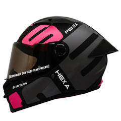 Casco Spartan Fenix Hexa Negro Gris Rosado