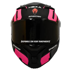 Casco Spartan Fenix Hexa Negro Gris Rosado