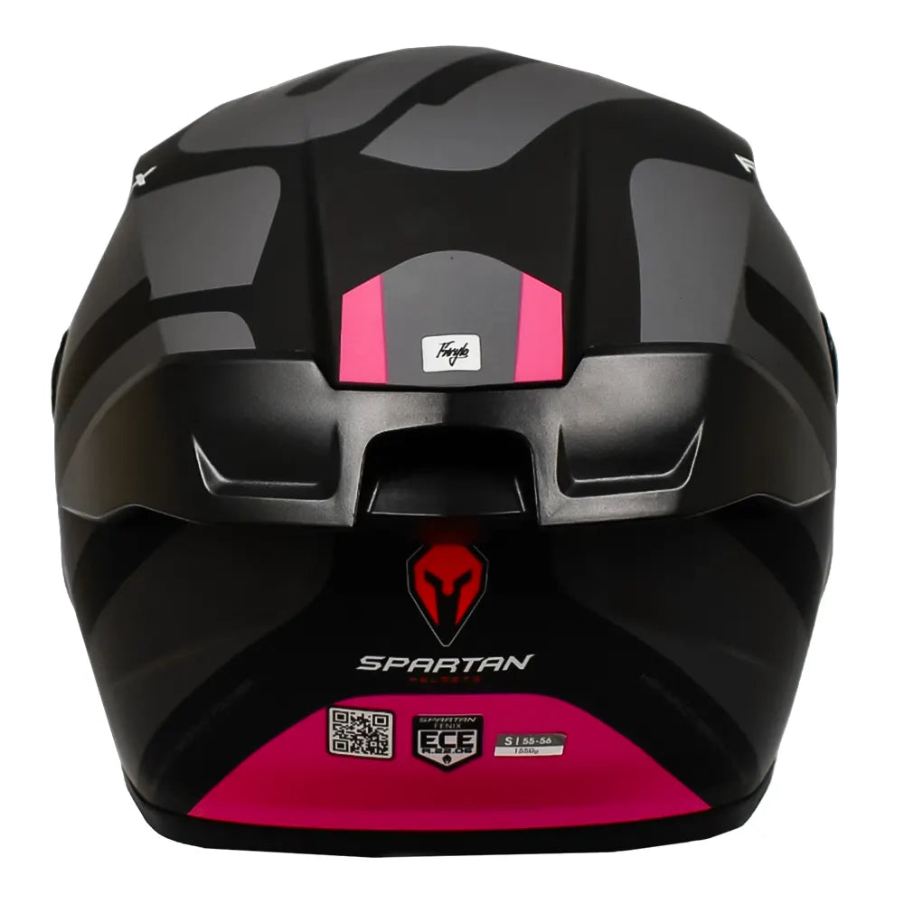 Casco Spartan Fenix Hexa Negro Gris Rosado