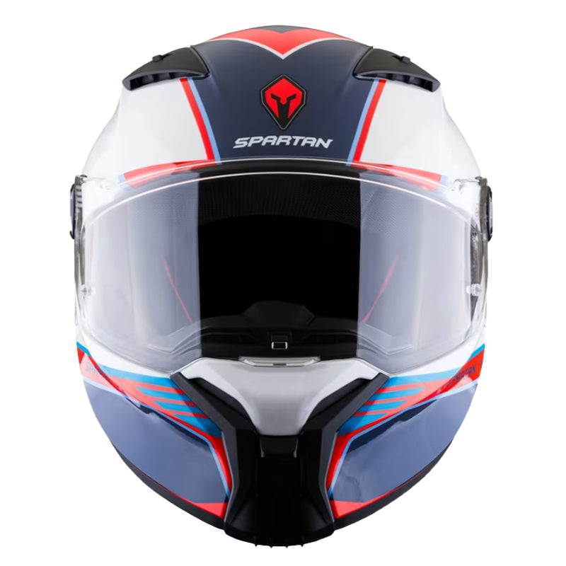 Casco Spartan Fenix Slab Blanco Azul Rojo