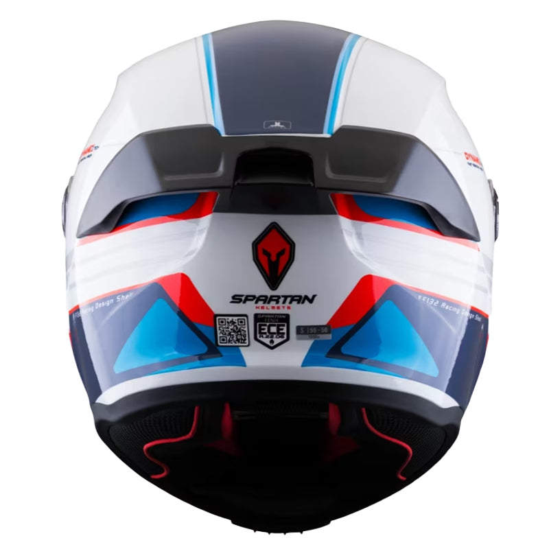 Casco Spartan Fenix Slab Blanco Azul Rojo