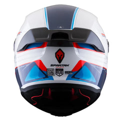 Casco Spartan Fenix Slab Blanco Azul Rojo