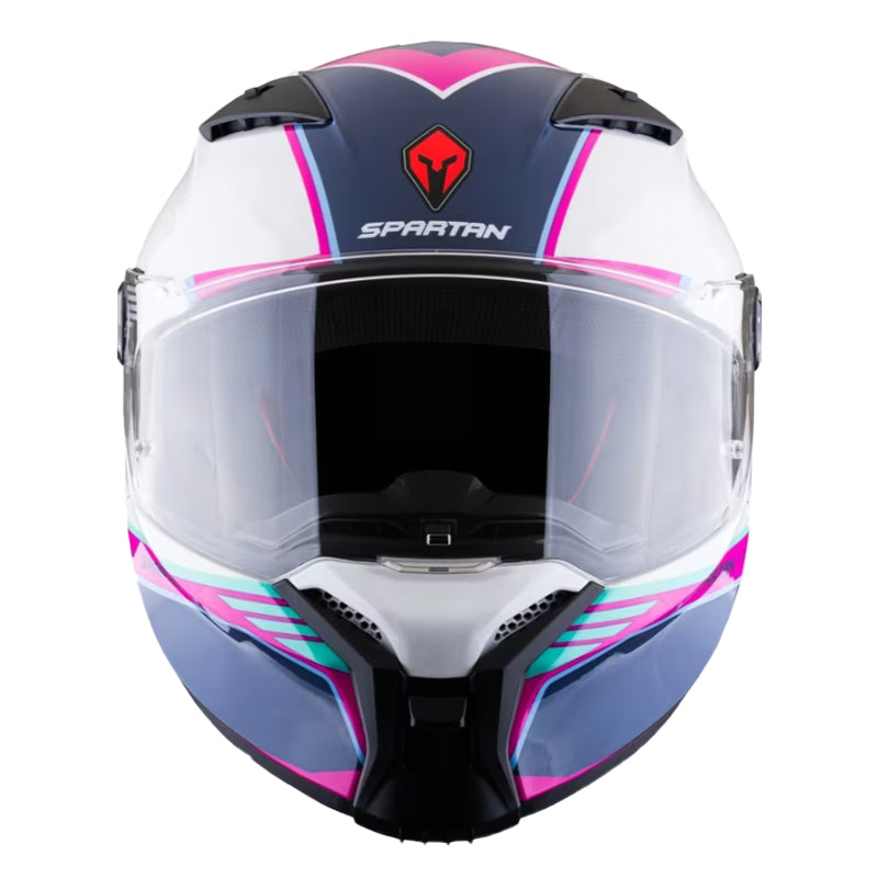 Casco Spartan Fenix Slab Blanco Turquesa Rosado