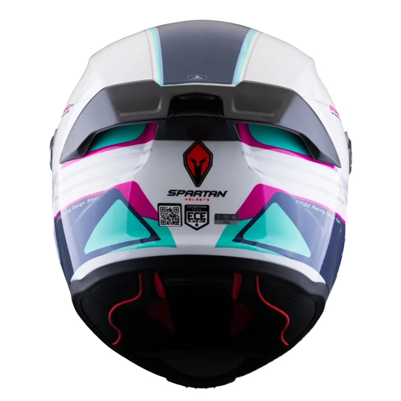 Casco Spartan Fenix Slab Blanco Turquesa Rosado