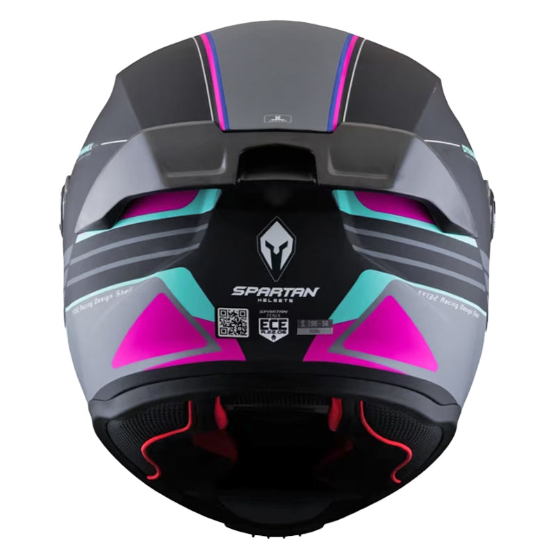 Casco Spartan Fenix Slab Gris Turquesa Rosado