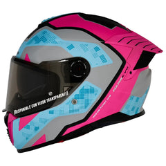 Casco Spartan Hawk First Gris Azul Rosado