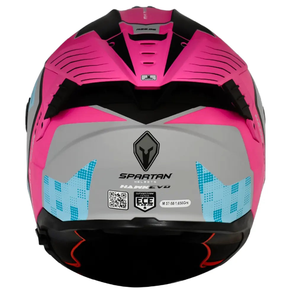 Casco Spartan Hawk First Gris Azul Rosado