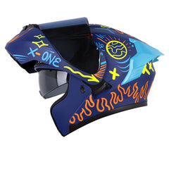 Casco X-One X-3000Rs Power Azul Naranja Neón Visor Iridium Azul