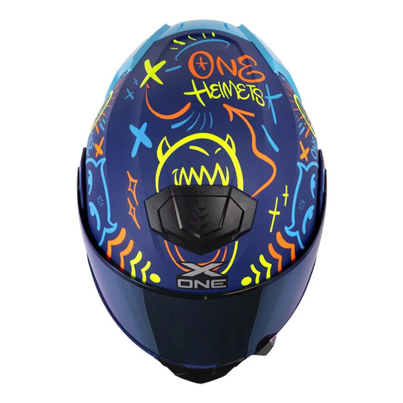 Casco X-One X-3000Rs Power Azul Naranja Neón Visor Iridium Azul
